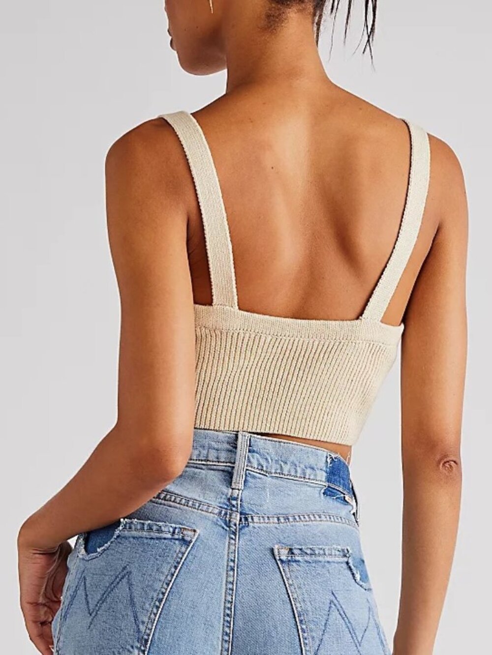 FP Intimately Everyone’s Favorite Swit Brami Beige Knit Crop Top M Boh - Picture 7 of 8